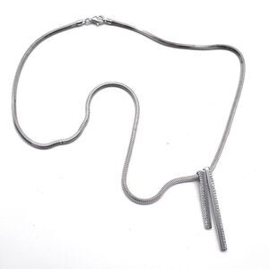 Sterling Silver &‎ Diamond linear Pendant Rope Chain Necklace